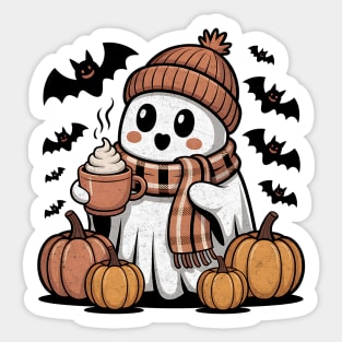 Pumpkin Spice Cozy Ghost Design Sticker